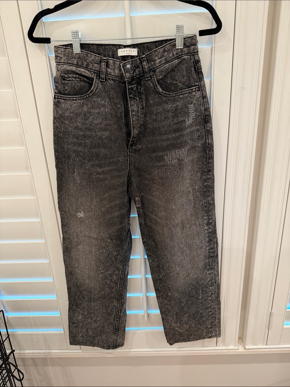 Sandro Women's Relaxed Black Washed Jeans
